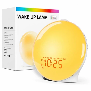 Умный смарт будильник Wake-up Light с имитацией рассвета и заката с FM-радио LED часы
