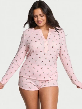 Пижама (лонгслив + шорты) женская Victoria's Secret 27157076 XS Розовая (225177154215)
