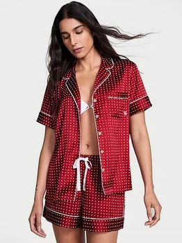 Пижама (рубашка + шорты) женская Victoria's Secret 27161441 XS Красная (2287167882451)