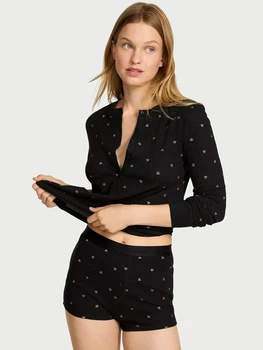 Пижама (лонгслив + шорты) женская Victoria's Secret 27138638 M Черная (398577155211)