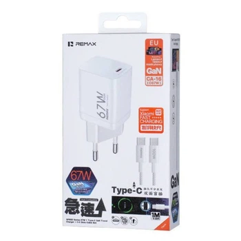 Зарядний пристрій Remax CA-16 Speed Series GaN PD67W Xiaomi Fast Charging з кабелем Type-C to Type-C 100W , Xiaomi 13, Xiaomi 12X, Mi 11 Ultra, Redmi Note 12 Pro 5G, Note 13 Pro, Xiaomi 14T