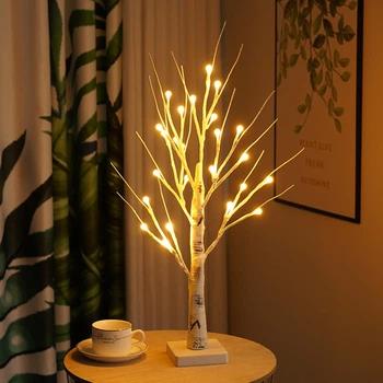 Светодиодное дерево бонсай LED белое, 60 см, USB, теплый белый (WLS-9040-W)