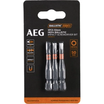 Бита ударная AEG AAK503H4, HEX4, 50мм (3шт)