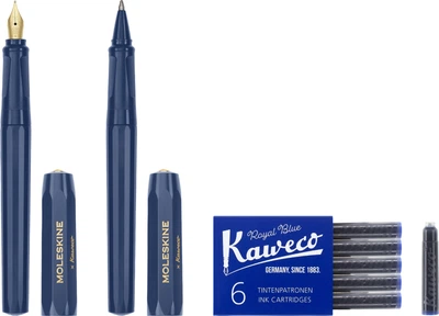 Zestaw Moleskine Kaweco Sapphire Blue Pióro wieczne + Długopis + 6 niebieskich wkładów (8056598854985)