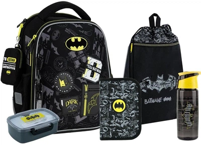 Шкільний набір 5 в 1 Kite Education DC Batman (рюкзак, пенал, сумка, пляшка, ланчбокс)