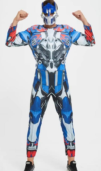 Взрослый костюм аниматора Оптимус Прайм / Optimus Prime Transformers карнавальный комбинезон с мышцами и маской