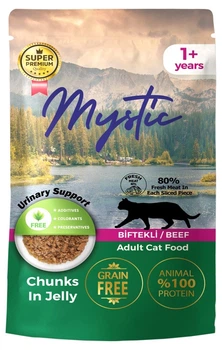 Вологий корм Mystic для котів шматочки в желе з ЯЛОВИЧИНОЮ Пауч 85гр