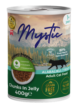 Вологий корм Mystic для КОТІВ шматочки ФОРЕЛІ в желе 400г конс.