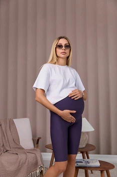 Велосипедки для беременных в рубчик Larnaka XS Lullababe сливовый