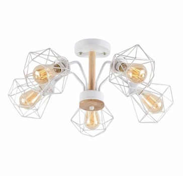 Люстра потолочная в стиле лофт Light House SRS-20603/5 WT белая + дерево