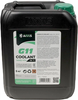 Антифриз Axxis Green G11 Coolant Ready-Mix -36°C 5 кг Зелений (AX-P999-G11Gr RDM5)