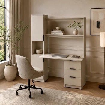 Письмовий стіл Malmo 1410*600*1800 з полицею, ящиками та пеналом, Кашемір