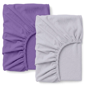 Набор простыней на резинке из вареного хлопка 160х200 SOFT VIOLET