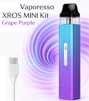 POD-система Vaporesso XROS MINI KIt Grape Purple вейп 1000 мАч под система вапорессо иксрос мини кит фиолетовая до 30Вт