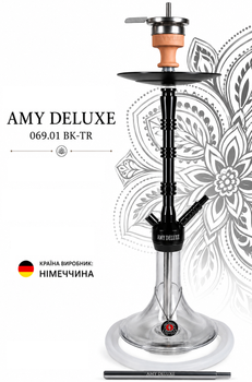 Кальян Amy Deluxe 069.01 BK-TR черный на клик-системе 81см анодированный алюминий полный комплект прозрачная колба