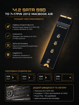 Адаптер-переходник M.2 SATA SSD на 7+17Pin для MacBook Air 2012