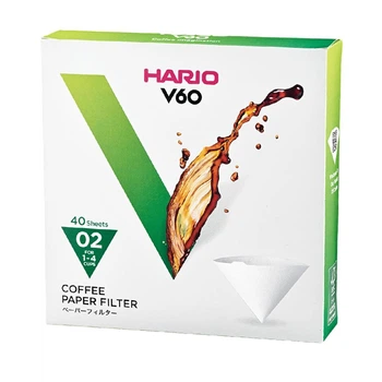 Фильтры бумажные для пуровера HARIO V60 02 на 1-4 чашки 40 шт белые (VCF-02-40W)