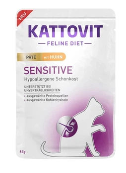 Влажный гипоаллергенный корм Kattovit Veterinary Sensitive для котов с пищевой непереносимостью с курицей (паштет) 85 г