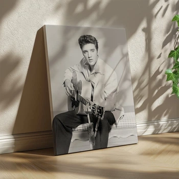 Интерьерная картина Элвис Пресли с акустической гитарой, Elvis Presley, король рок-н-ролла, 40×30 см (id1746)