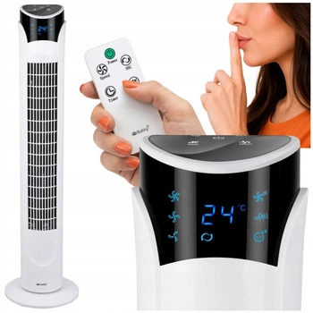 Вентилятор колонний Ruhhy 83 см 45 Вт LED-дисплей, таймер 12 год, пультом ДК, тиха робота Білий (27833)