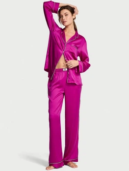 Пижама (рубашка + штаны) женская Victoria's Secret 27161981 L Малиновая (282998762234)