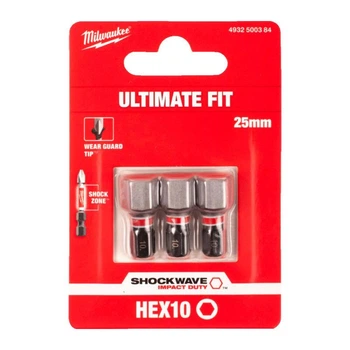 Бита Milwaukee Shockwave Hex10 25 мм, 3 шт 4932500384