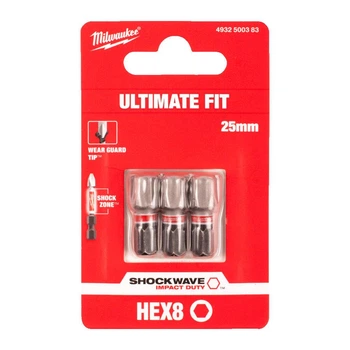 Біта Milwaukee Shockwave Hex8 25 мм, 3 шт 4932500383