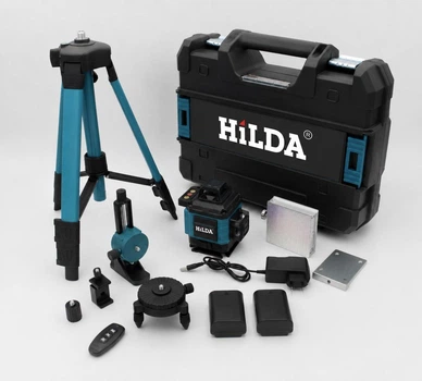 Лазерный уровень Hilda 4D 16 линий со штативом 1 метр, нивелир с зеленым лучом