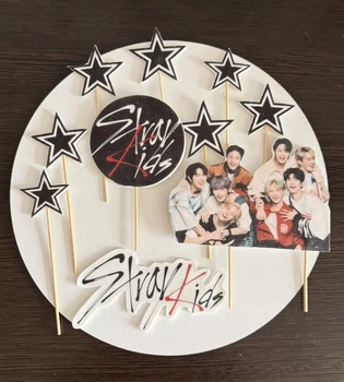 Набор кондитерских украшений сахарные съедобные топперы из мастики "StrayKids" стрей кидс