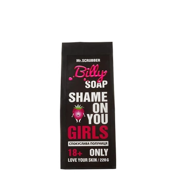 Мило біллі Mr.SCRUBBER Billy Soap Shame On You Girls 18+ Only для очищення шкіри з ароматом полуниці 220 г