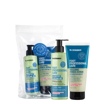 Набор для ног Mr.SCRUBBER Perfect Legs: Cкраб Mr.SCRUBBER Foot Professional Care Volcanic Pemza Scrub 200 мл + Массажный гель Mr.SCRUBBER Foot Professional Care Leg & Foot Cooling Gel 200 мл