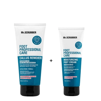 Набор для ухода за ногами Mr.SCRUBBER: Гель-кератолитик для ног Mr.SCRUBBER Foot Professional Care Callus Remover 200 мл + Увлажняющий крем для стоп Mr.SCRUBBER Foot Professional Care Mosturizing Foot Cream 115 мл