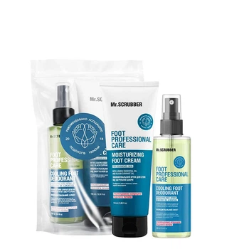 Набор для свежести стоп Mr.SCRUBBER Fresh Feet: Освежающий спрей Mr.SCRUBBER Foot Professional Care Cooling Foot Deodorant 100 мл + Увлажняющий крем Mr.SCRUBBER Foot Professional Care Mosturizing Foot Cream 115 мл