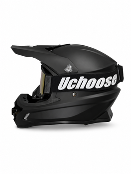 Кросовий мотошолом Uchoose Matte Black Розмір M з окулярами | Шолом для ендуро, мотокросу та ATV