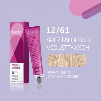 Стійка фарба для волосся Londa Professional Permanente Color Cremehaarfarbe 12/61 Спеціальний блондин фіолетово-попелястий 60 мл