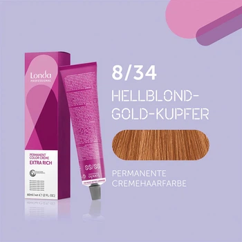 Стійка фарба для волосся Londa Professional Permanente Color Cremehaarfarbe 8/34 Світлий блондин золотисто-мідний 60 мл