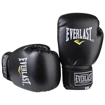 Боксерские перчатки Everlast чёрные профессиональные тренировочные, надёжная защита рук