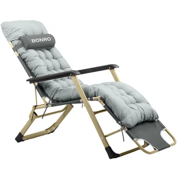 Шезлонг крісло садовий, туристичний Bonro B-02 сірий + подушка (42400531)