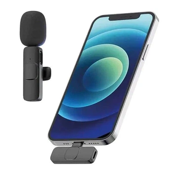 Петличный микрофон K8 Type-C для блогеров, беспроводной, универсальный, черный