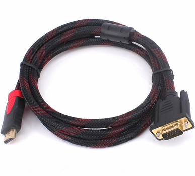 Кабель HDMI–VGA 1.5 м в тканевой оплетке, пассивный