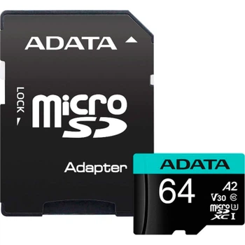 Карта памяти adata 64gb microSD class 10 uhs-i u3 v30 a2 Premier Pro sd 6.0 (ausdx64gui3v30sa2-ra1)