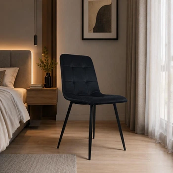 Стул Loft с комфортным велюром и крепким металлом, черный, Mirrorika
