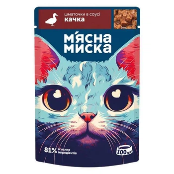 М'ясна миска - Консервований корм з качкою для дорослих котів 100 г (4820255195155)