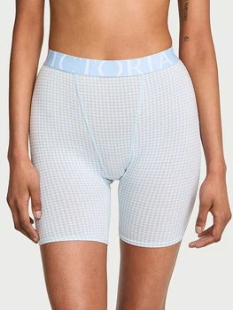 Трусики шортики Victoria's Secret Exploded Logo Cotton High-Waist Boxer Brief S Блакитний (27273264)