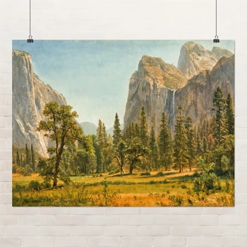 Постер Альберт Бирштадт, Водопад Брайдл-Вейл, Albert Bierstadt, репродукция картины, A3 30×40 см (id7007)