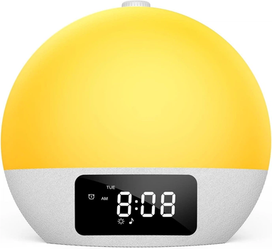 Світловий будильник Wake Up Light YF-01 bluetooth-динамік з імітацією сходу та заходу сонця Білий