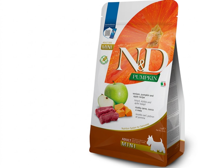 Сухой беззерновой корм Farmina (Фармина) Dog N&D Pumpkin Grain Free Venison & Apple Adult Mini для взрослых собак мелких пород с мясом оленины и яблоком 2 кг (арт 190289)