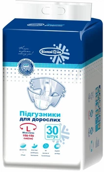 Подгузники для взрослых Белоснежка L (100-150 см) № 30 - Максимальное впитывание 2300 мл