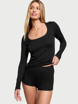 Пижама (лонгслив + шорты) женская Victoria's Secret 894169585 S Черная (1159859376)