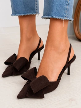 Туфли женские Meideli F566-54 slingback лодочки с бантом экозамша 37 коричневые